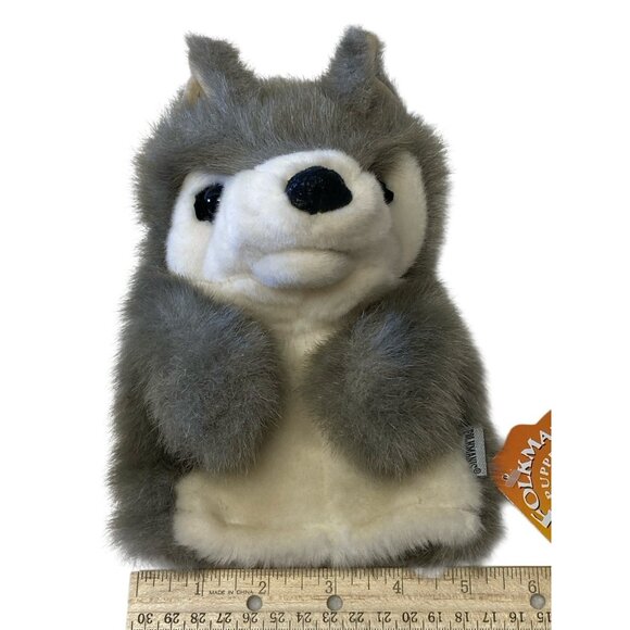 Folkmanis Little Wolf Gray Furry Hand Puppet 8" Plush Toy with Tags - Picture 9 of 11